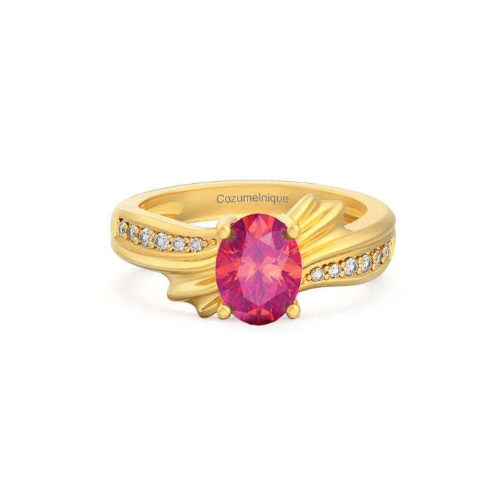 “Ribbon" Ring with 1.35ct Pink Rose