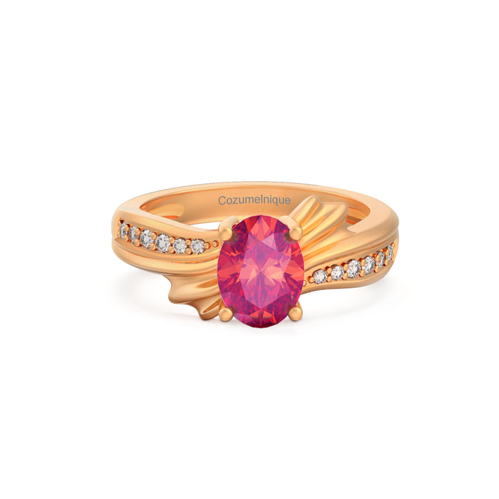 “Ribbon" Ring with 1.35ct Pink Rose