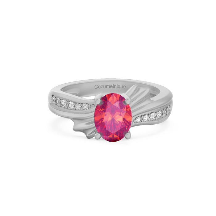 “Ribbon" Ring with 1.35ct Pink Rose