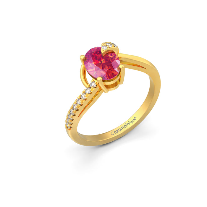 “Wave" Ring with 1.35ct Pink Rose