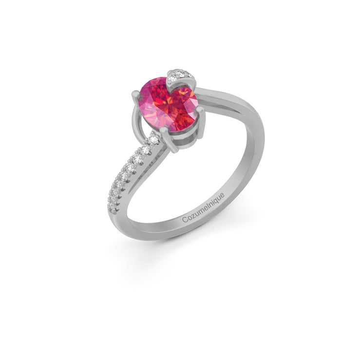 “Wave" Ring with 1.35ct Pink Rose