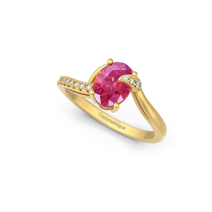 “Wave" Ring with 1.35ct Pink Rose