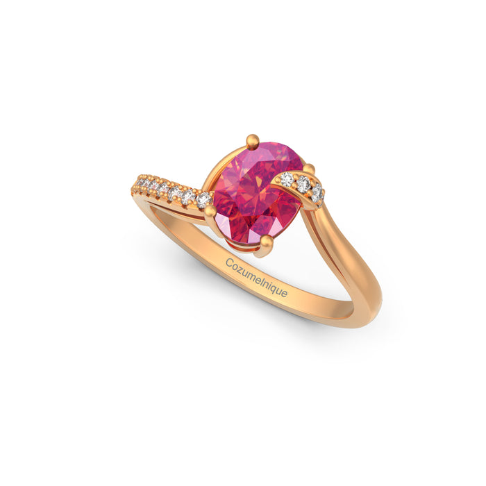 “Wave" Ring with 1.35ct Pink Rose