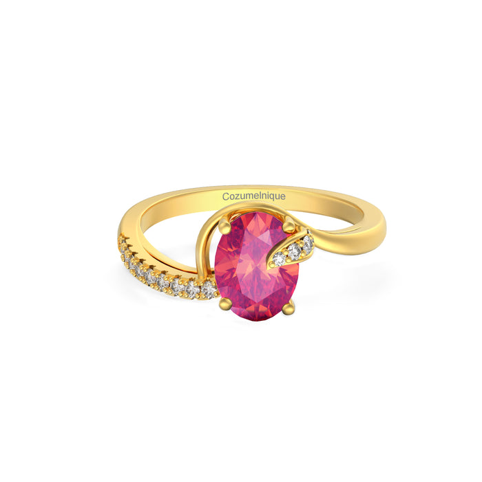 “Wave" Ring with 1.35ct Pink Rose