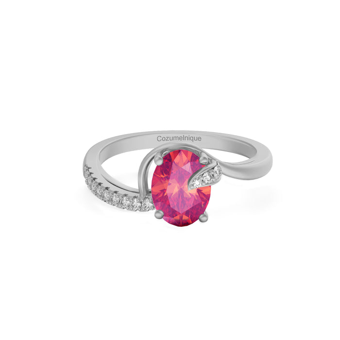 “Wave" Ring with 1.35ct Pink Rose