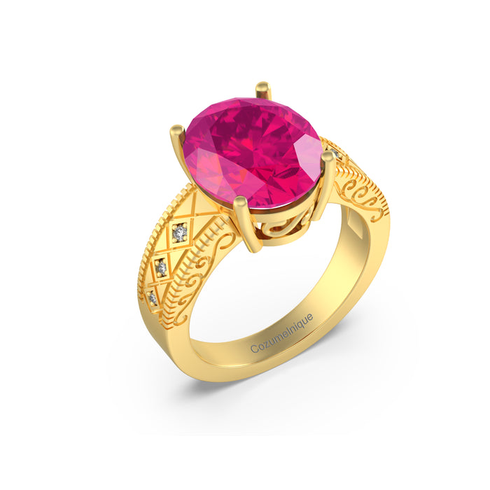 "Sunset of Shimmer” Ring with stunning 2.54ct Pink Rose