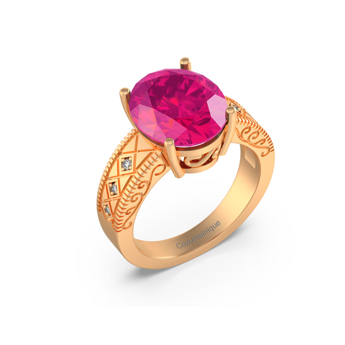 "Sunset of Shimmer” Ring with stunning 2.54ct Pink Rose