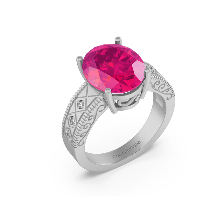 "Sunset of Shimmer” Ring with stunning 2.54ct Pink Rose