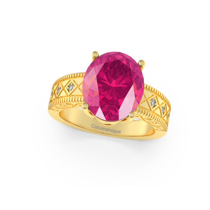 "Sunset of Shimmer” Ring with stunning 2.54ct Pink Rose