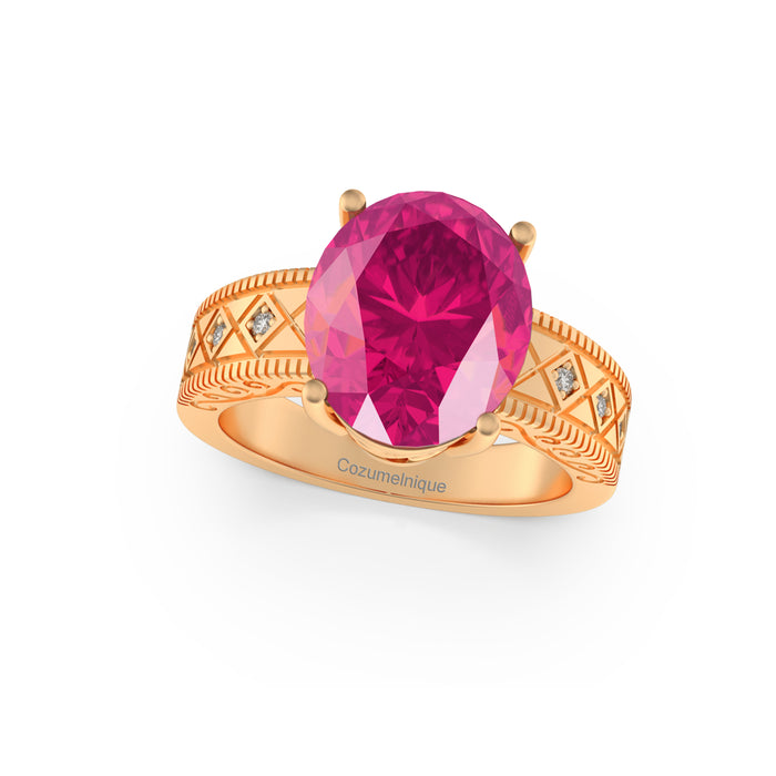 "Sunset of Shimmer” Ring with stunning 2.54ct Pink Rose