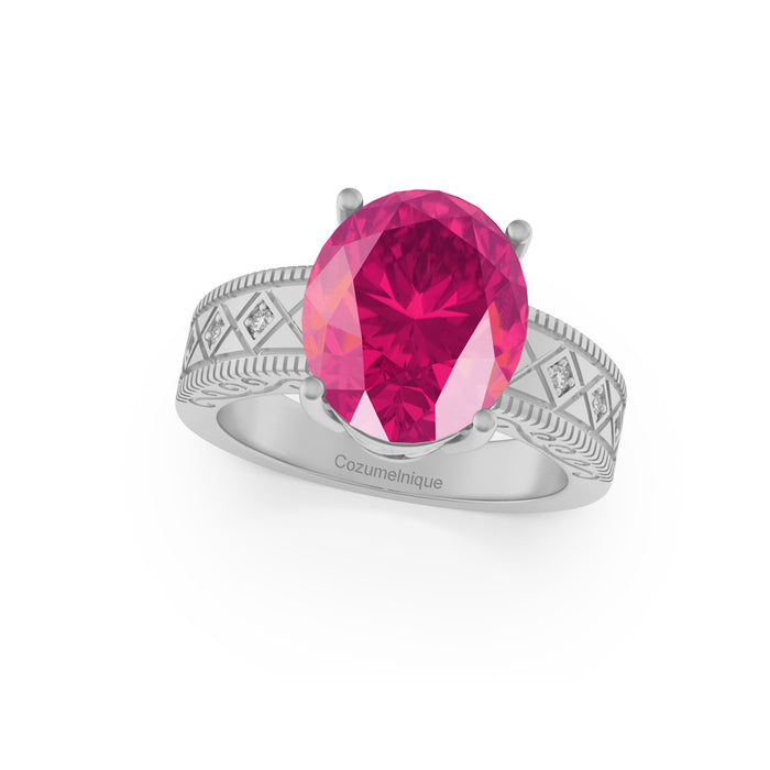 "Sunset of Shimmer” Ring with stunning 2.54ct Pink Rose