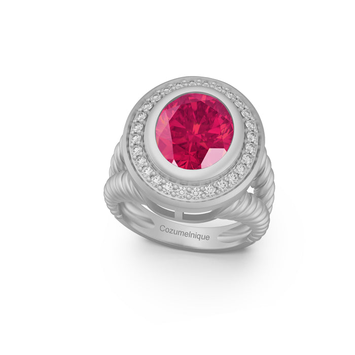 “Rope" Ring with 5.10ct Pink Rose