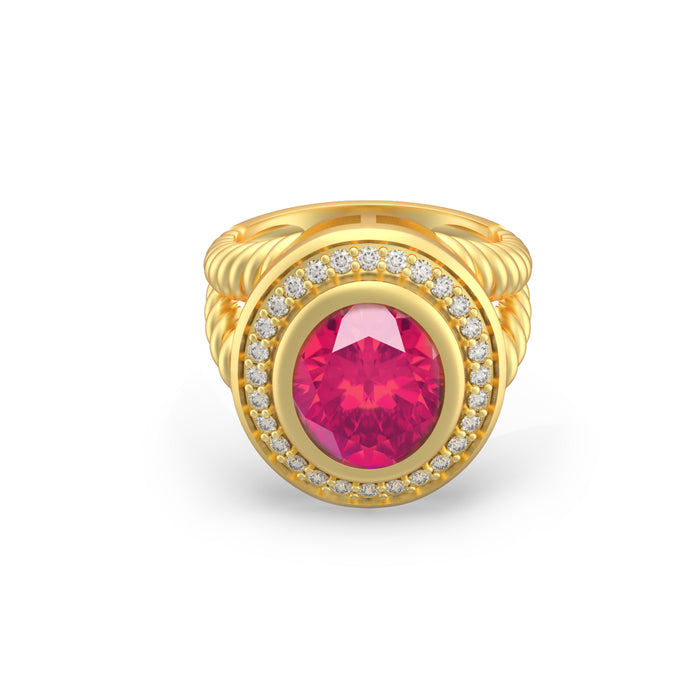 “Rope" Ring with 5.10ct Pink Rose