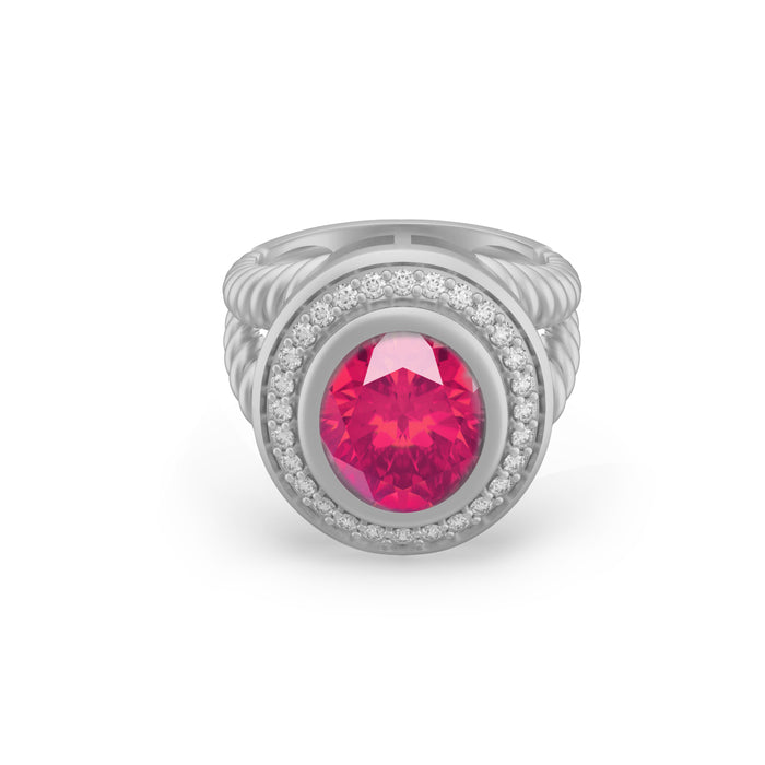 “Rope" Ring with 5.10ct Pink Rose