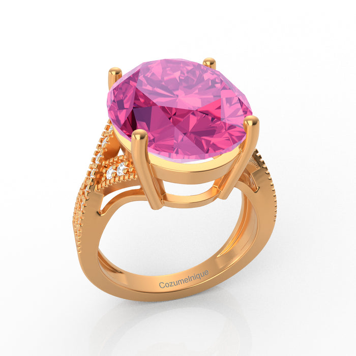 “Eye of Light” Ring accented with 9.35ct Pink Rose