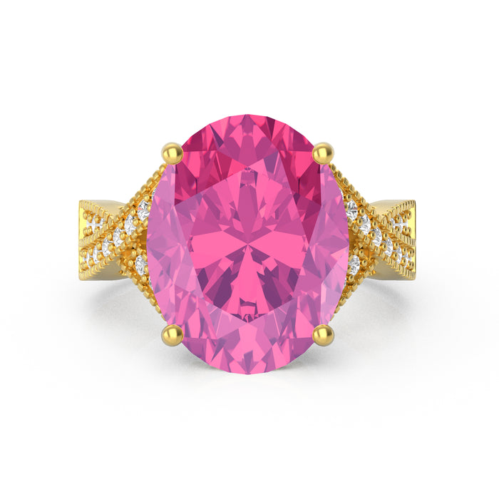 “Eye of Light” Ring accented with 9.35ct Pink Rose