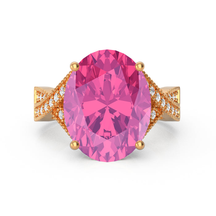 “Eye of Light” Ring accented with 9.35ct Pink Rose