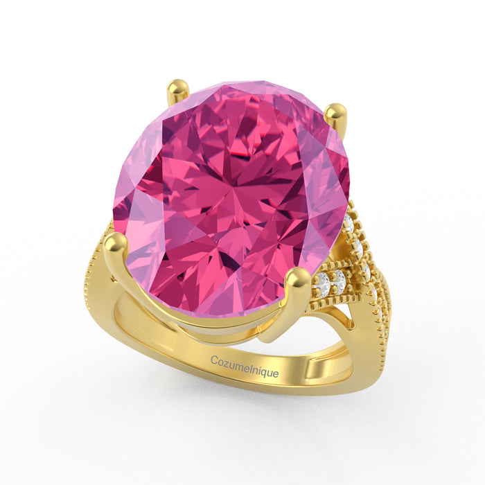 “Eye of Light” Ring accented with 9.35ct Pink Rose