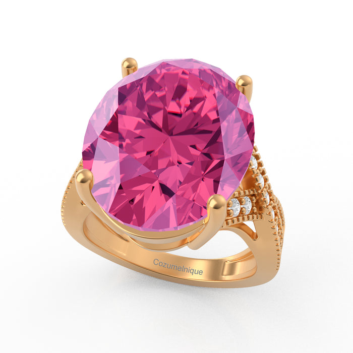 “Eye of Light” Ring accented with 9.35ct Pink Rose