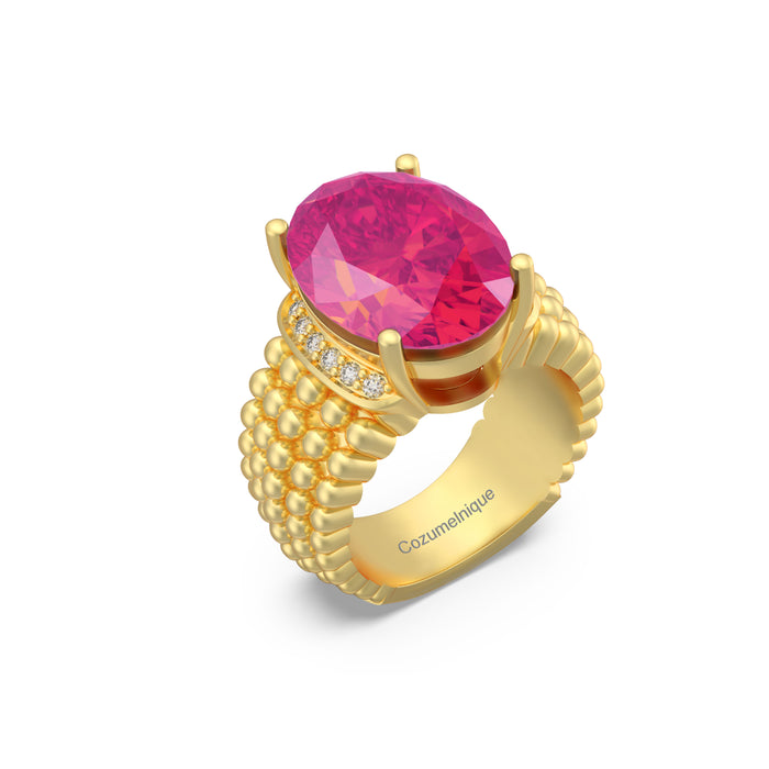 “3Row" Ring with 3.90ct Pink Rose