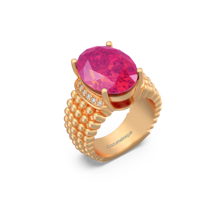 “3Row" Ring with 3.90ct Pink Rose