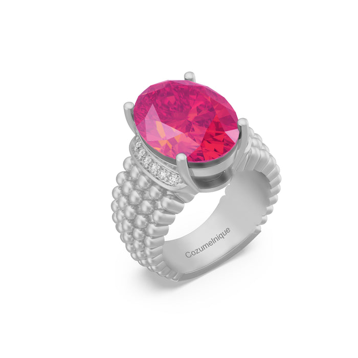 “3Row" Ring with 3.90ct Pink Rose