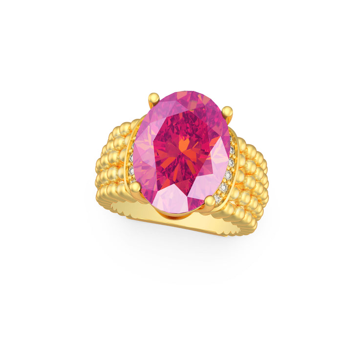 “3Row" Ring with 3.90ct Pink Rose