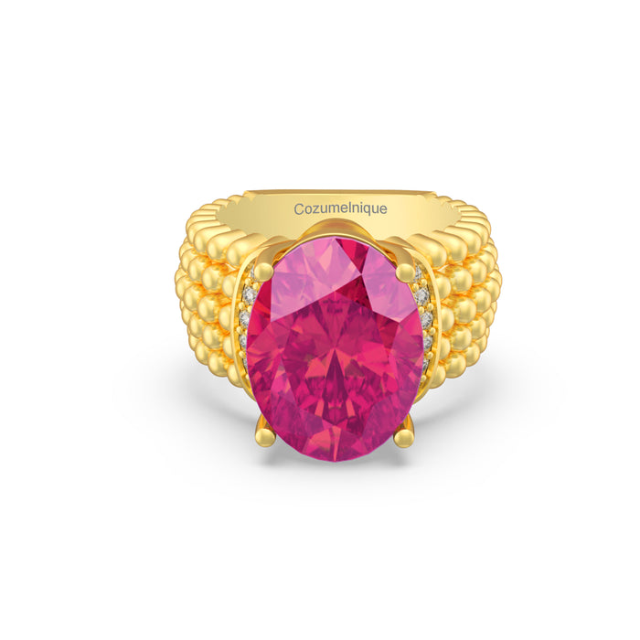 “3Row" Ring with 3.90ct Pink Rose