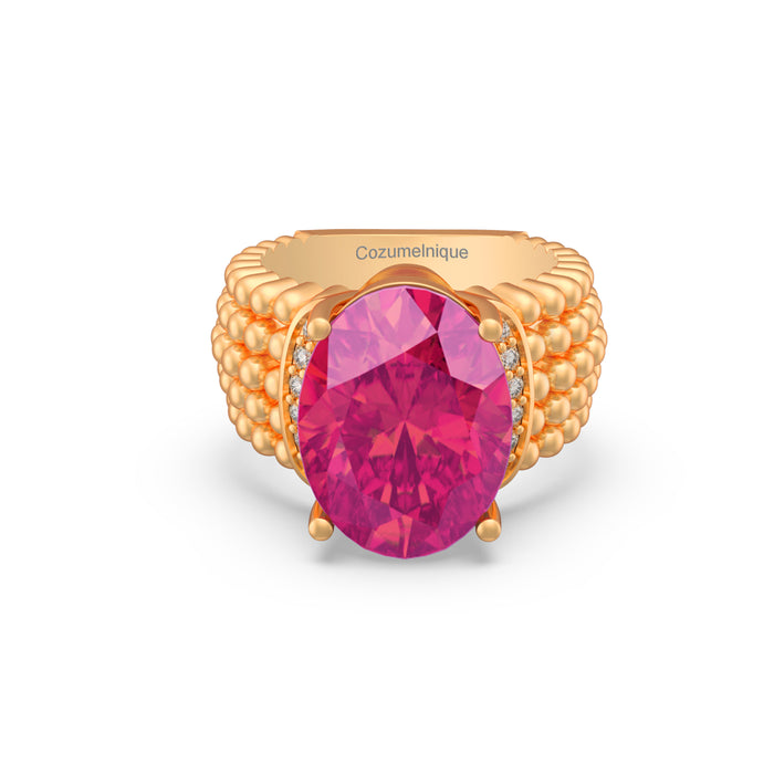 “3Row" Ring with 3.90ct Pink Rose