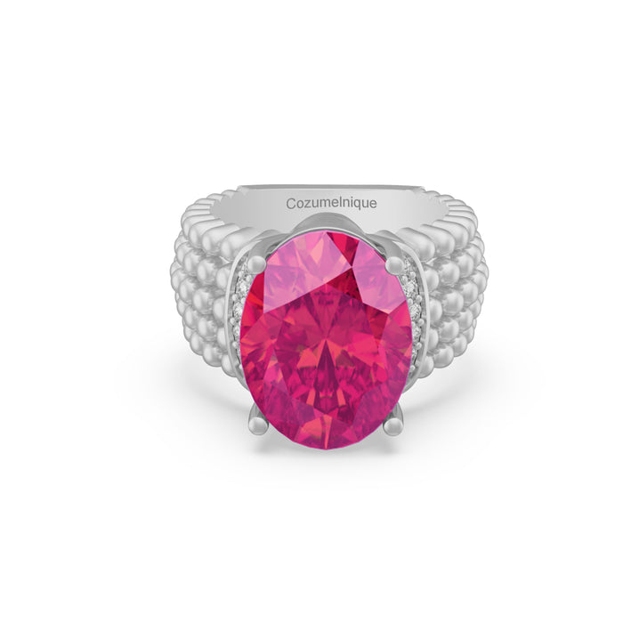 “3Row" Ring with 3.90ct Pink Rose