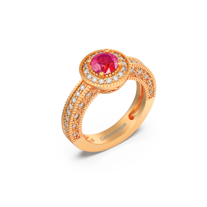 “RF85144" Ring with 1.00ct Pink Rose