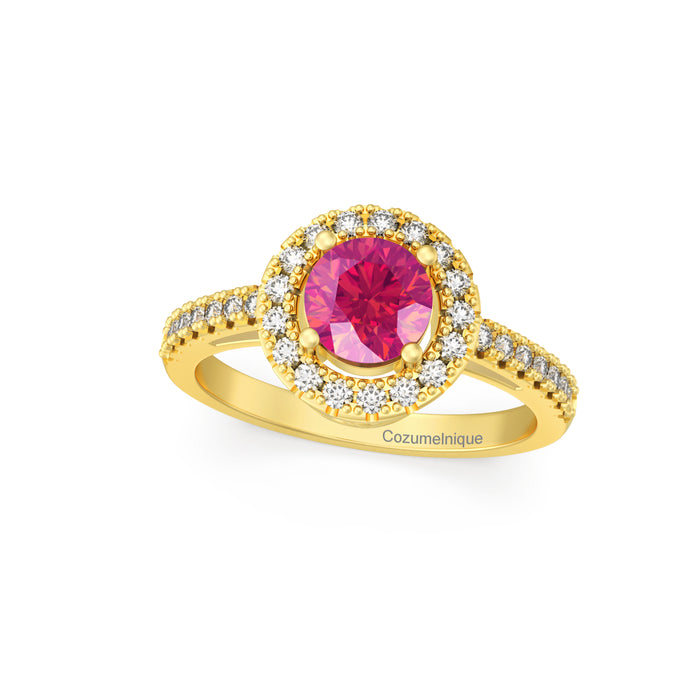"Angel's Halo" Ring with 1.05ct Pink Rose