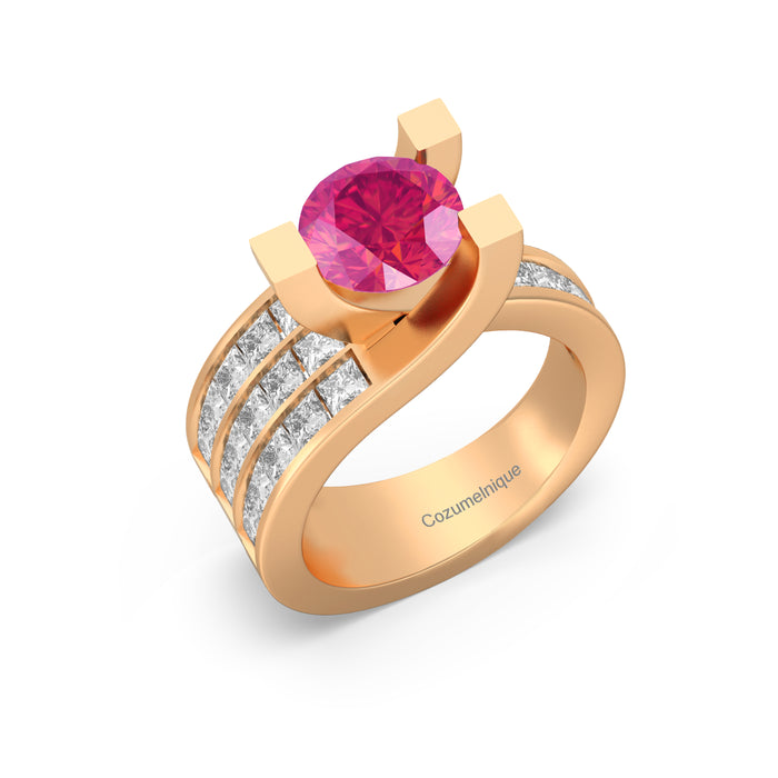 "Magnifico" Ring with 2.10ct Pink Rose