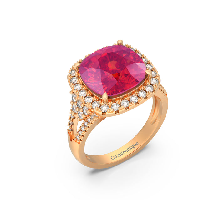 “RF85156" Ring with 5.90ct Pink Rose