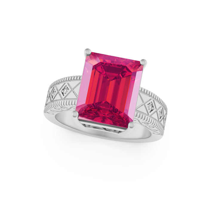 “Emerald Queen" Ring with 6.05ct Pink Rose