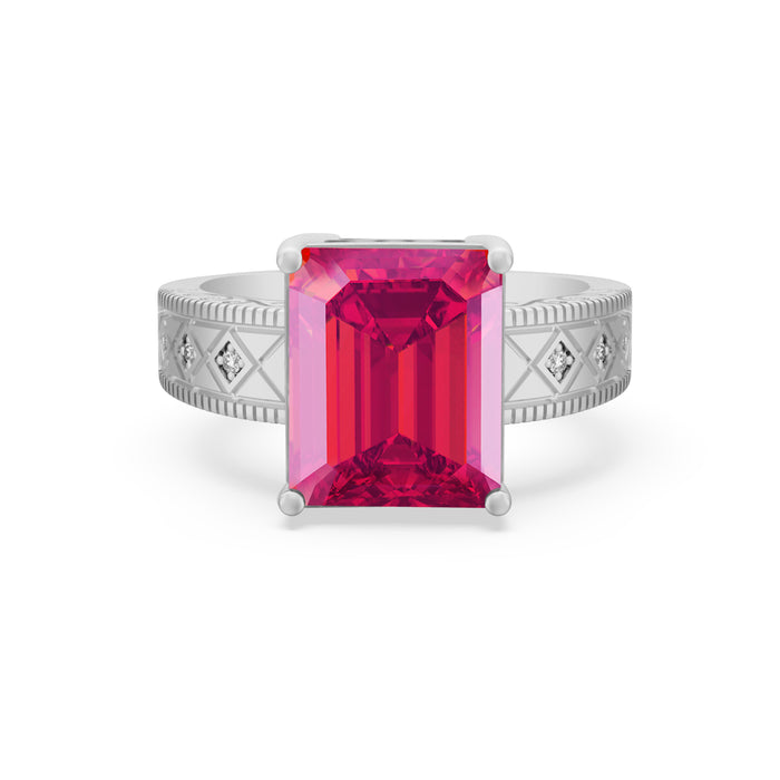 “Emerald Queen" Ring with 6.05ct Pink Rose