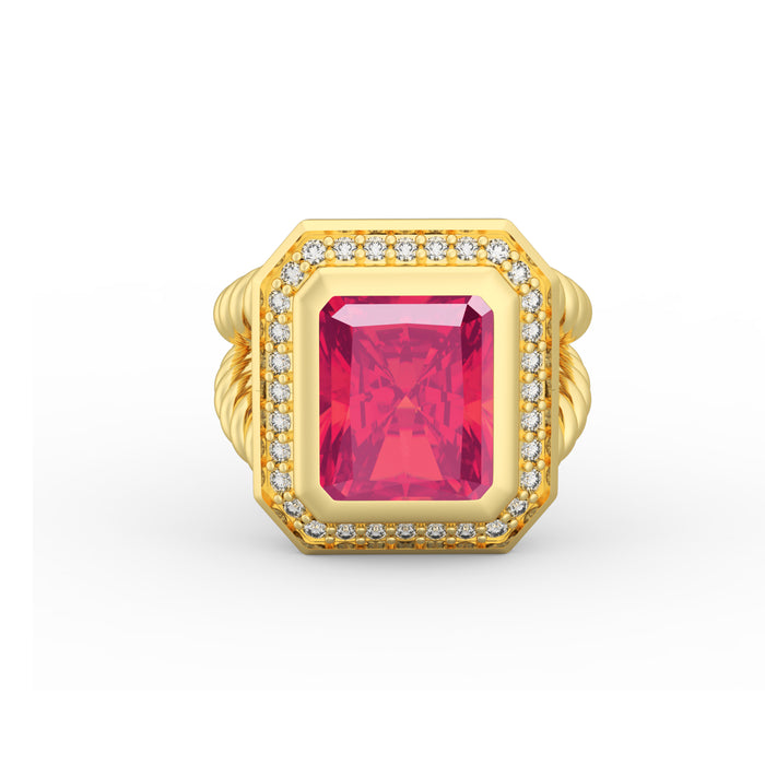 “Two Paths" Ring with 6.10ct Pink Rose