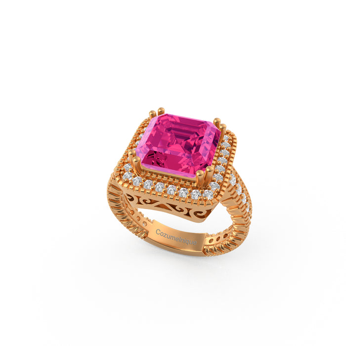 "Beauty in Detail" Ring with 4.12ct Pink Rose