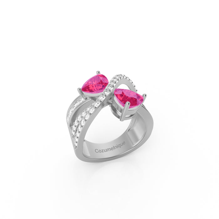 “Around the World" Ring with 1.10ct Pink Rose