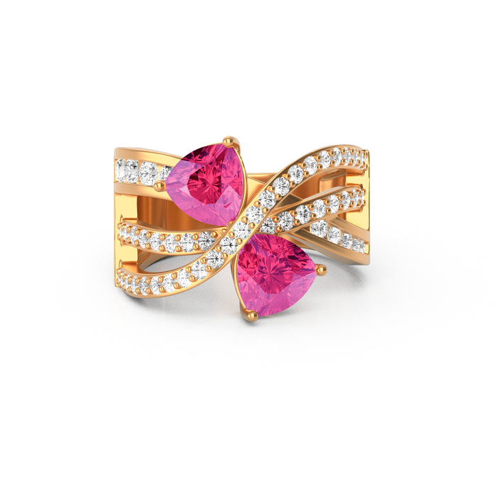 “Around the World" Ring with 1.10ct Pink Rose