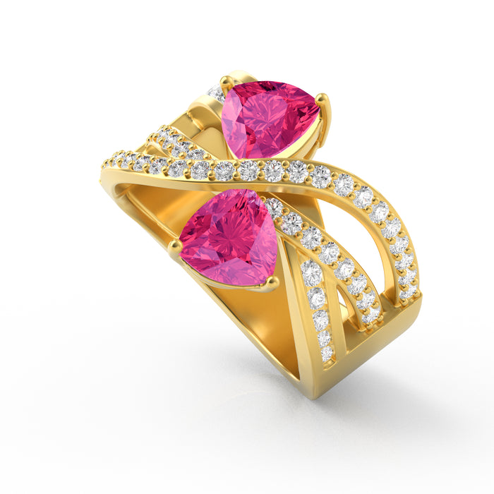 “Around the World" Ring with 1.10ct Pink Rose