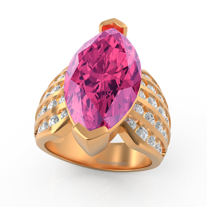 “Marquise Mama" Ring with 8.05ct Pink Rose