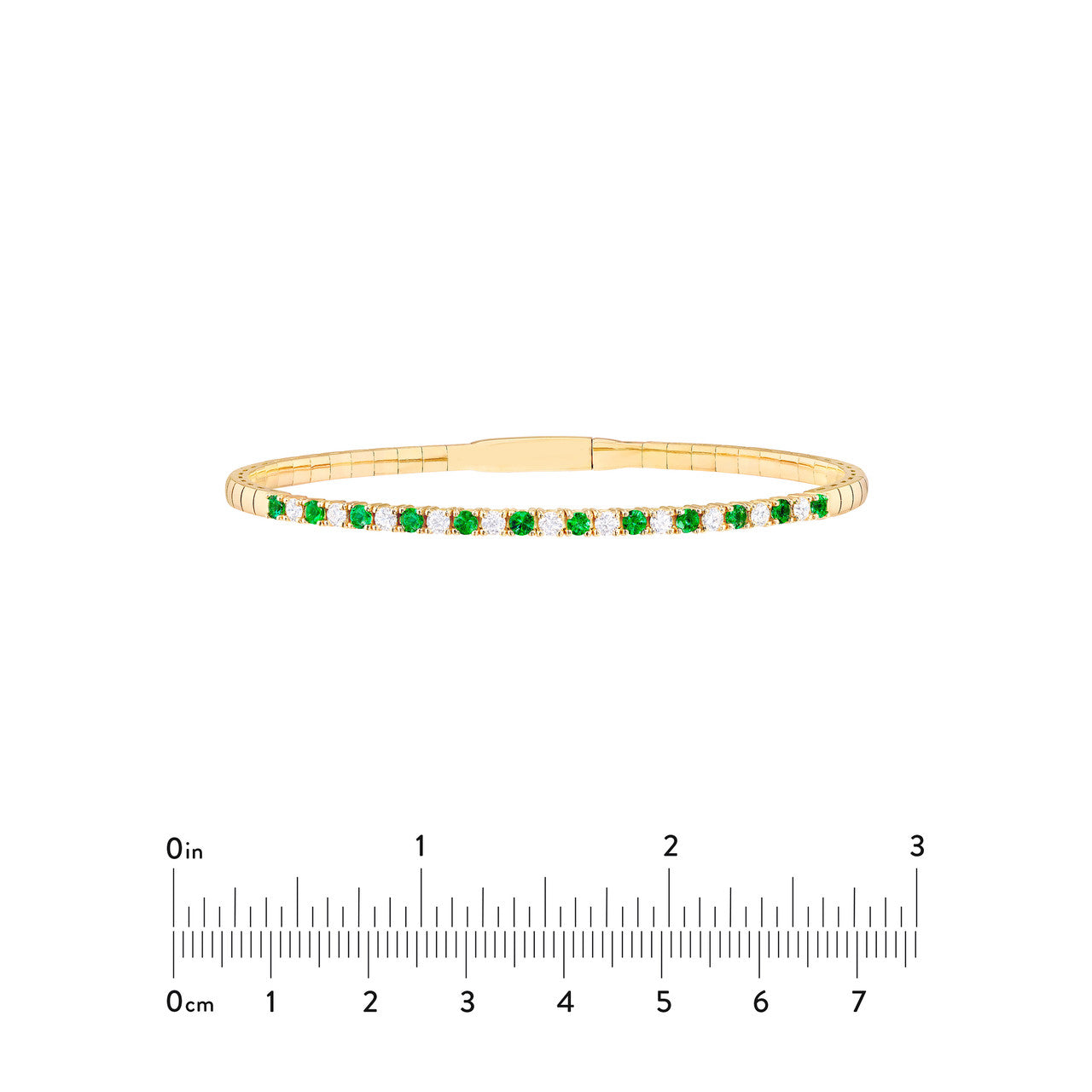 Emerald and Diamond 1.50 CTW Half Eternity Flex Bangle