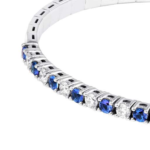 2.40 CTW Half Eternity Sapphire and Diamond Flex Bangle