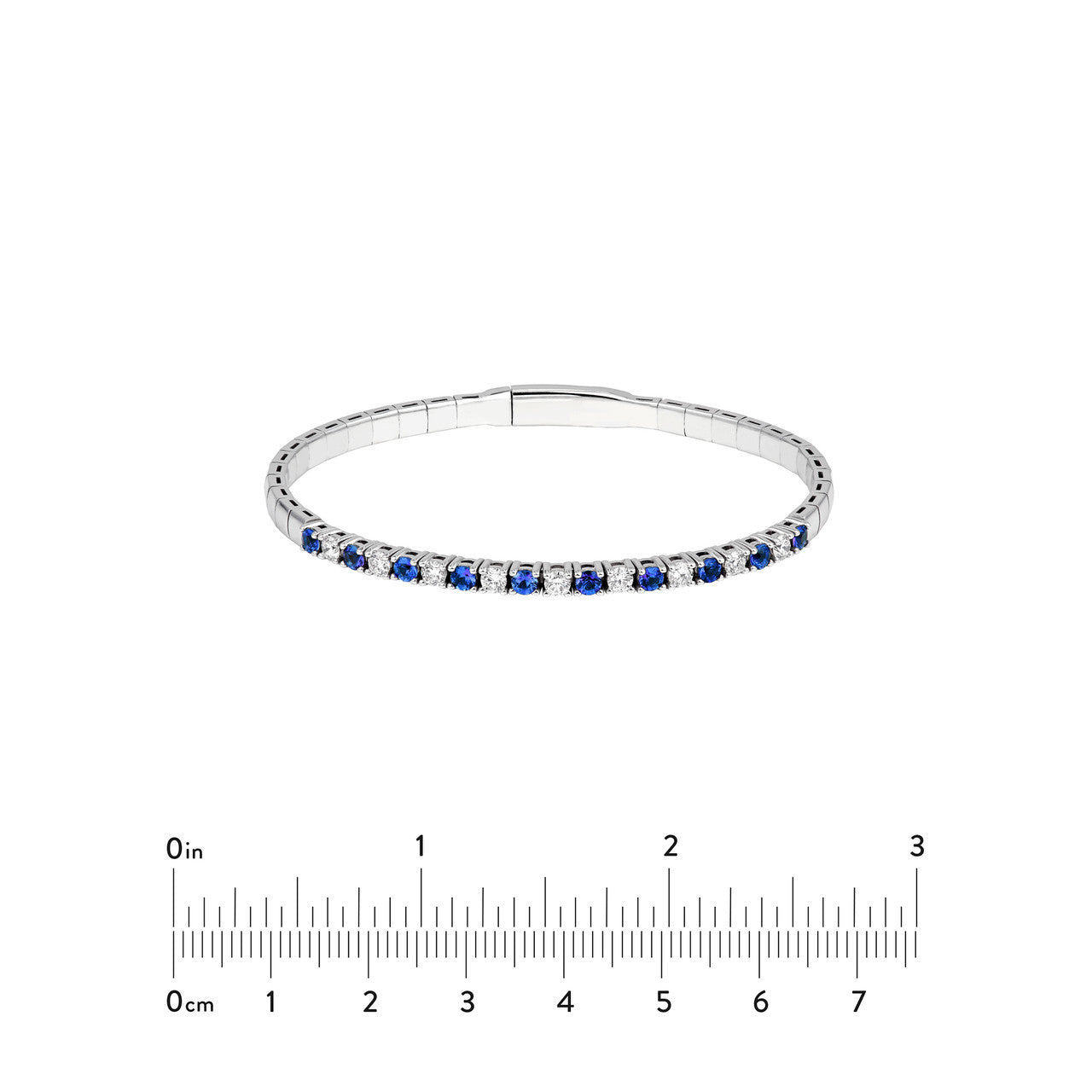 2.40 CTW Half Eternity Sapphire and Diamond Flex Bangle