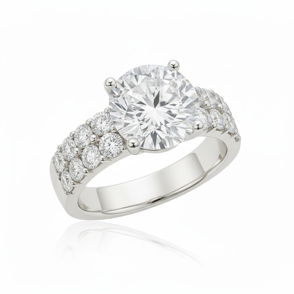 Round Lab Grown Diamond Engagement Ring 5.40CTW in 14K Gold