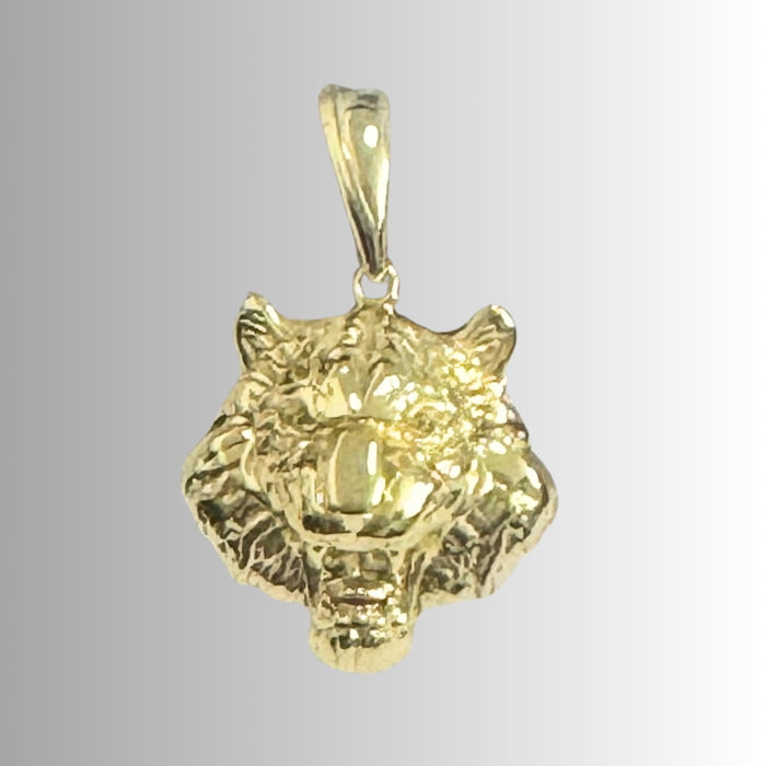 14k Gold Lion Head Style Pendent Highpolished