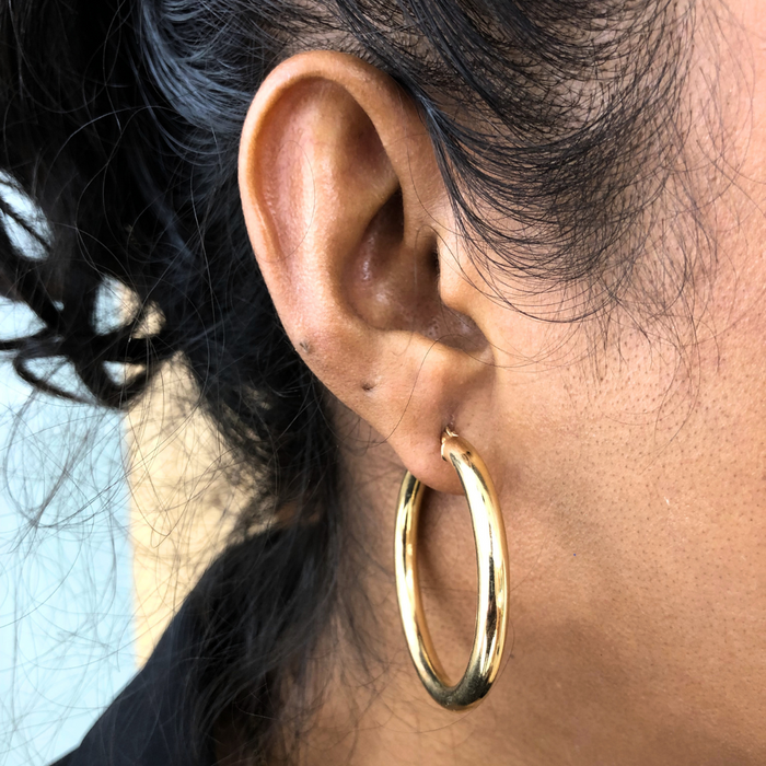 14k Gold Hoop 25MM high polish hoop 4MM thick