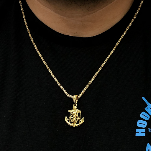 14k Gold Anchor with Crucifix Pendant 1.25