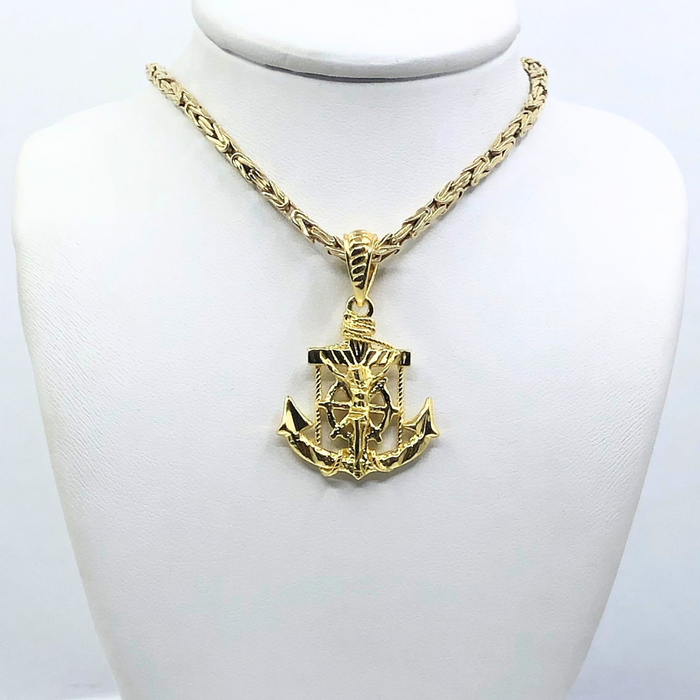 14k Gold Anchor Crucifix Pendant Highpolished